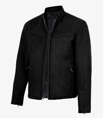 Men's black faux suede moto jacket