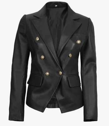 women black leather blazer
