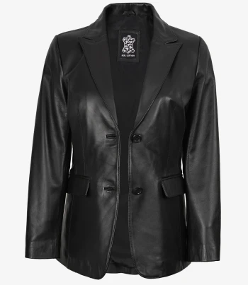 Hazel women's black leather blazer