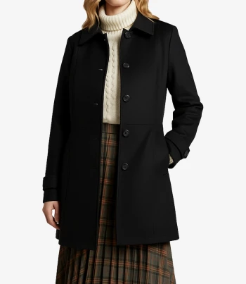 Black long wool coat women