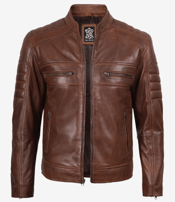 men cognac leather jacket