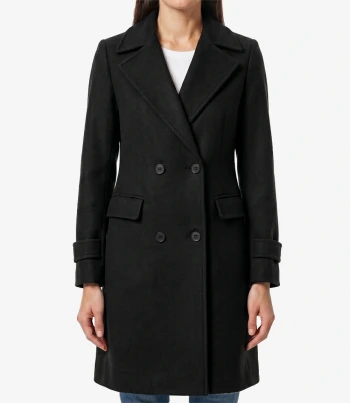 Stephany womens black wool coat