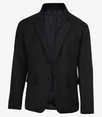Black faux suede blazer