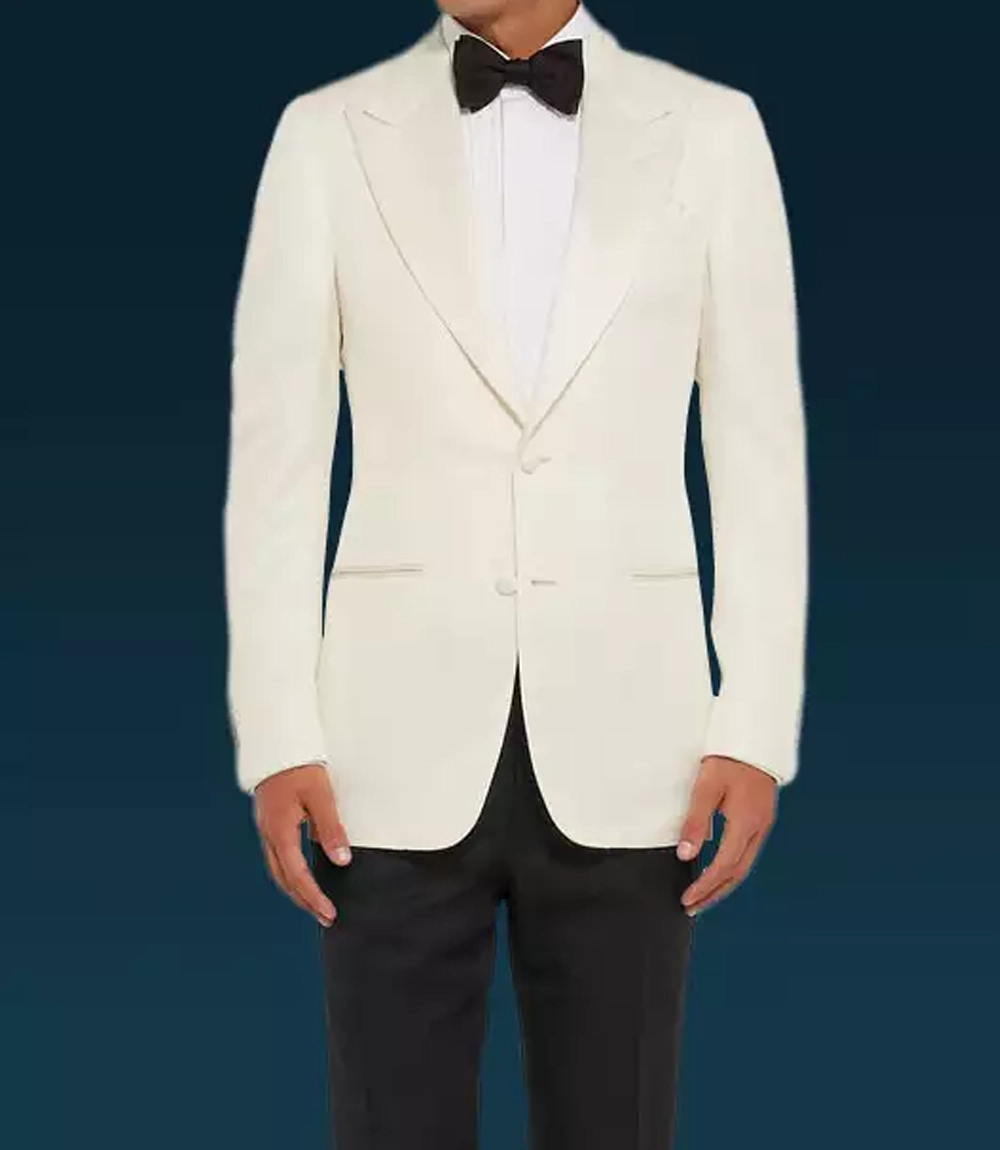 Men's Ivory White Peak Lapel Two Button Dinner Jacket
