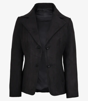 Women's black faux suede blazer