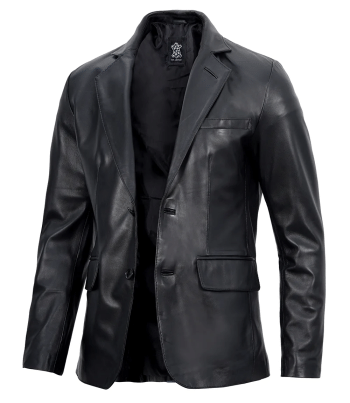 Mens Black Leather Blazer