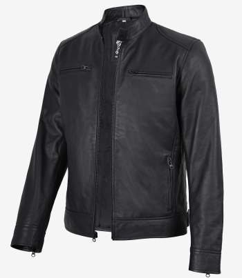 men matte black leather jacket