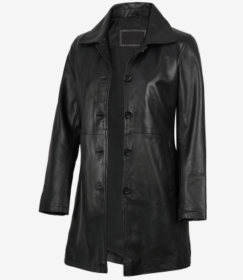 women black leather coat