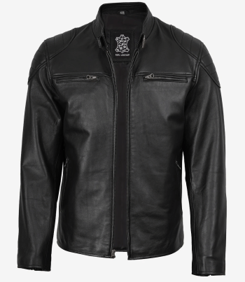 men black leather biker jacket