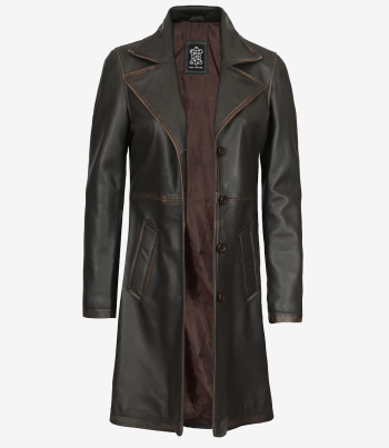 Womens brown distressed leather outerwear