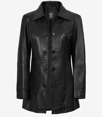 women black leather coat