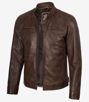 Brown Cafe Racer Motorcycle Leather Jacket