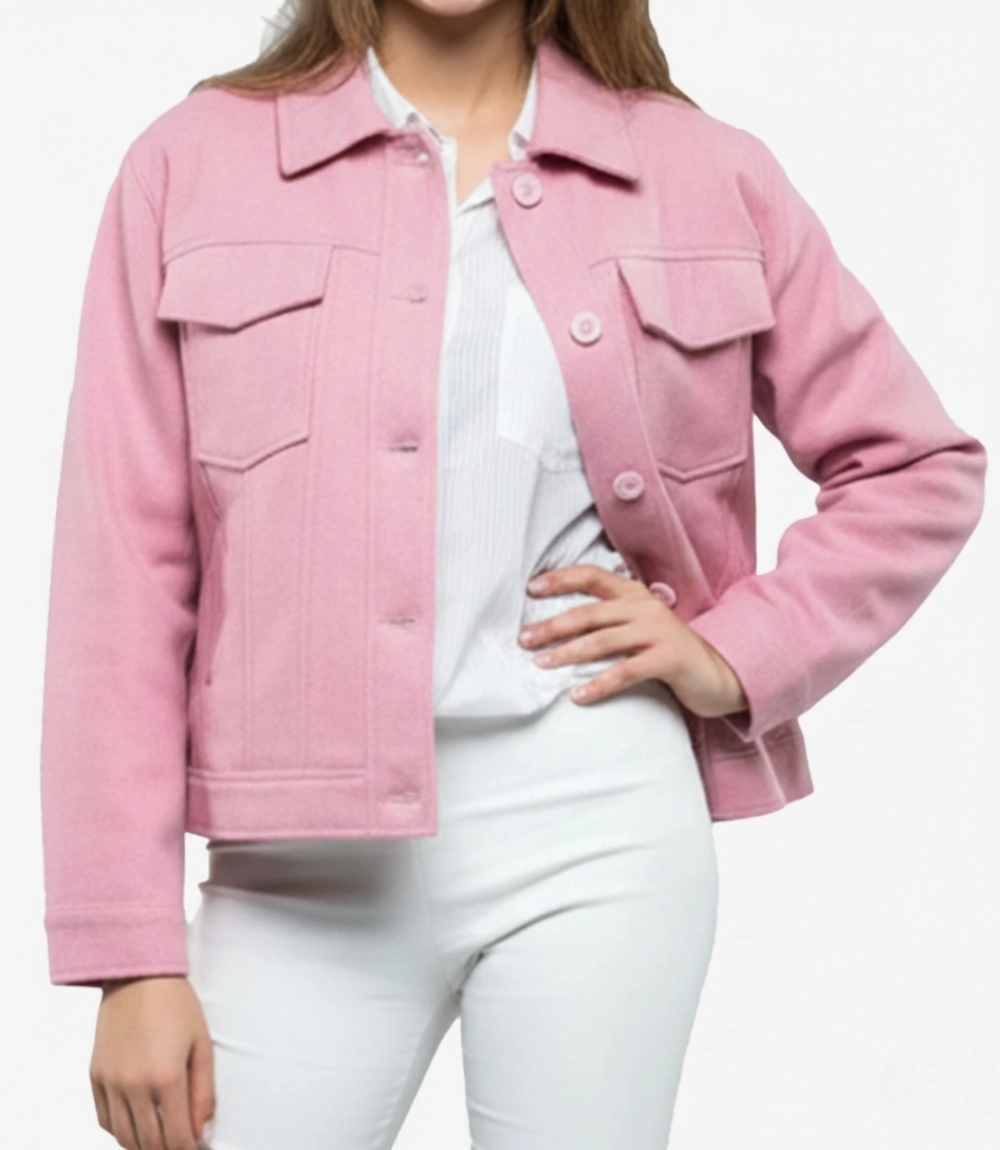 Women&rsquo;s Classic Pink Wool Button-Up Jacket
