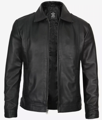 Shirt Collar Tall Leather Jacket