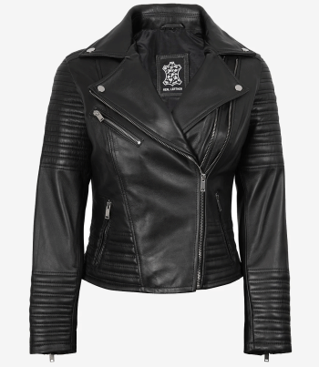 women black leather jacket