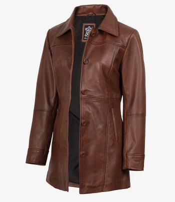 women leather car coat