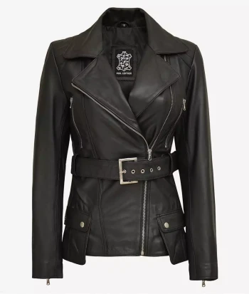 Womens Leather Black Biker Jacket
