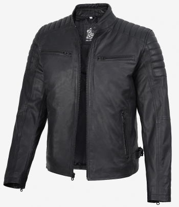 mens black leather biker jacket