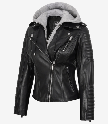 women black leather jacket