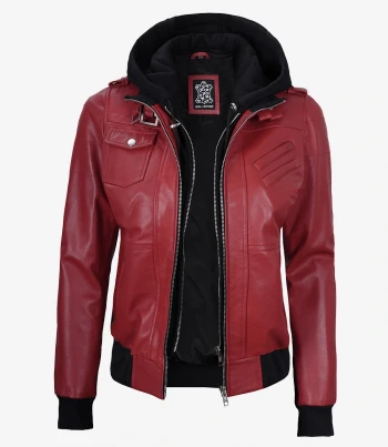 women red bomber leather jacket