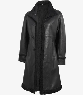 women black shearling leather coat