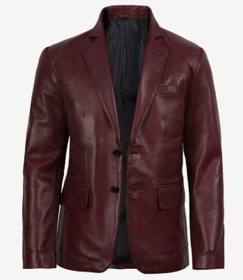 Mens formal burgundy leather jacket