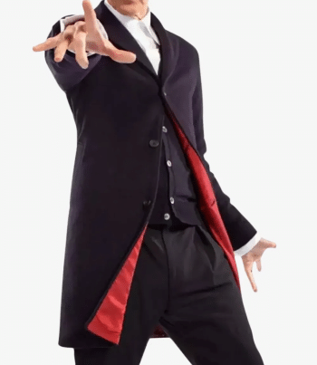 Mens long blue wool 3 4 length coat