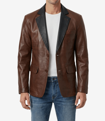 Mens tailored leather blazer