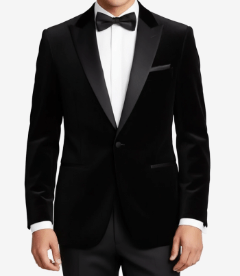 Mens elegant black velvet tuxedo jacket