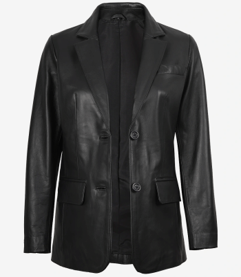 women black leather blazer