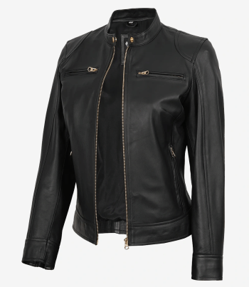 women black leather jacket