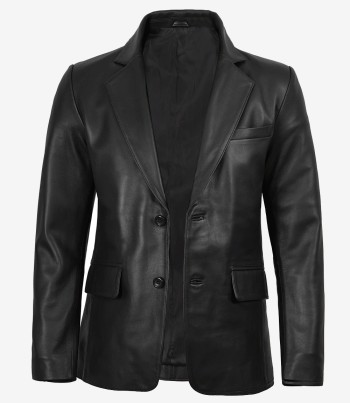 men black leather blazer
