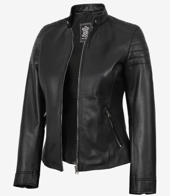 Stylish black biker jacket for women