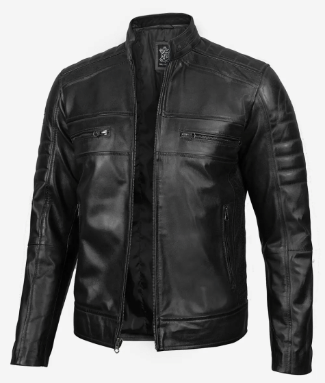 Austin Mens Lambskin Black Cafe Racer...