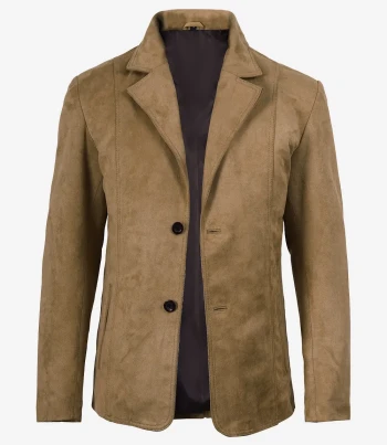 Mens camel faux suede blazer