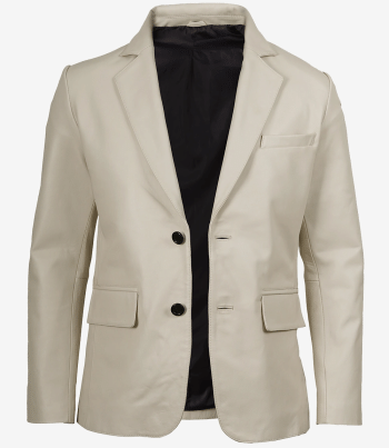 mens off white leather blazer