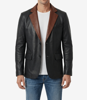 Two button leather blazer
