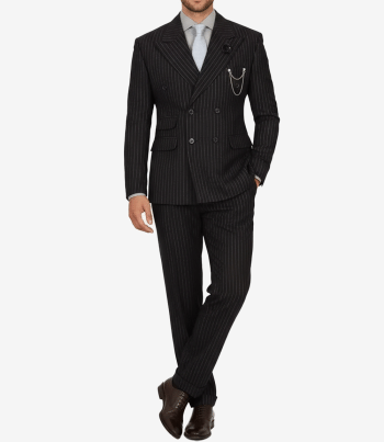 Stylish mens black pinstripe two piece suit