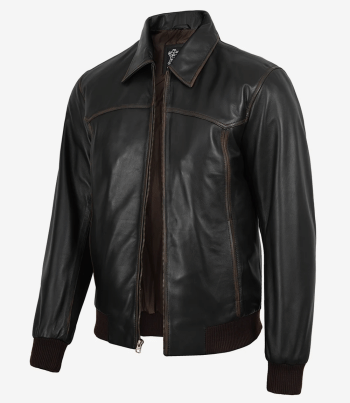 Mens rub off brown leather jacket