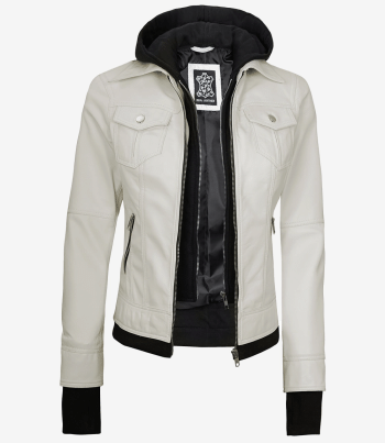 women off white bomber leather jacket