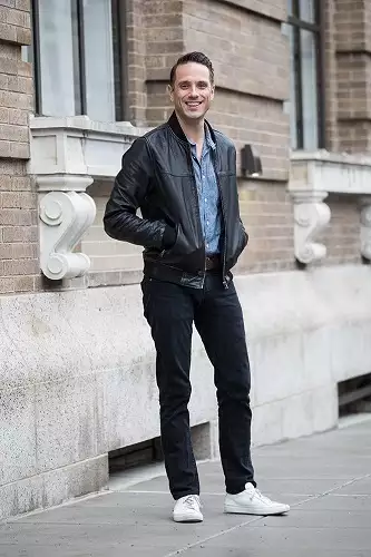 black leather bomber jacket