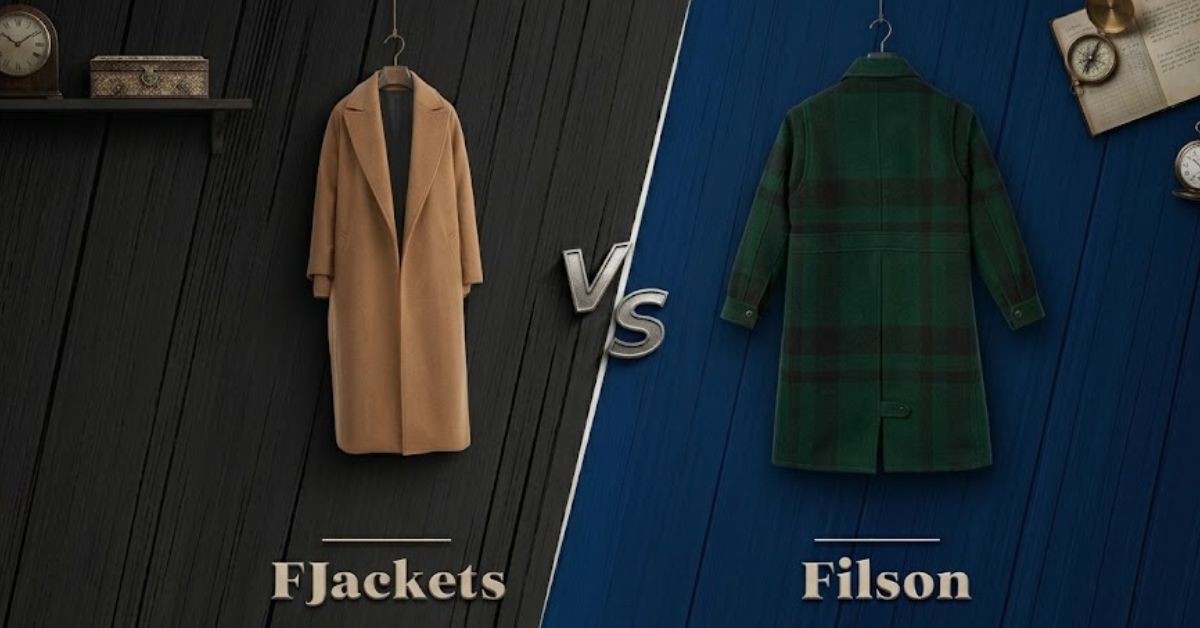 brand-compare.webp FJackets vs Filson wool coat comparison modern style vs rugged warmth