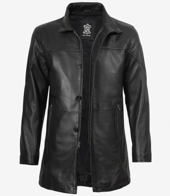 men black leather coat