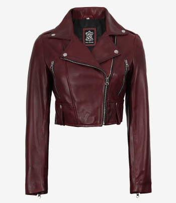 Asymmetrical Cropped Leather Jacket for Women