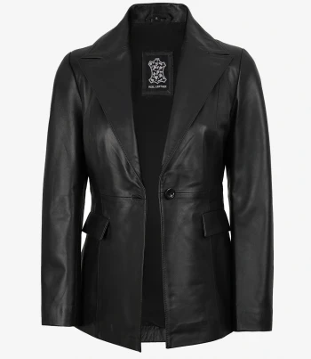 women black leather blazer
