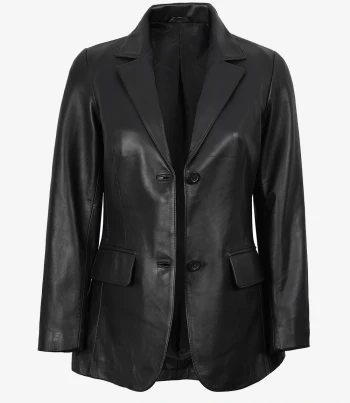 women black leather blazer