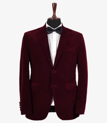 Men's 2-Piece Maroon Velvet Wedding & Prom Suit