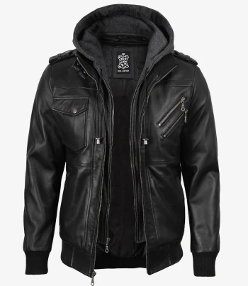 men black bomber leather jacket