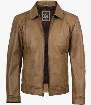 men yellow waxed leather jacket