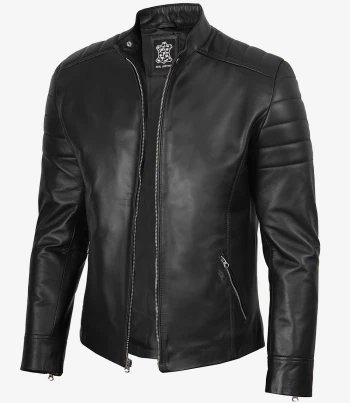 men black leather biker jacket